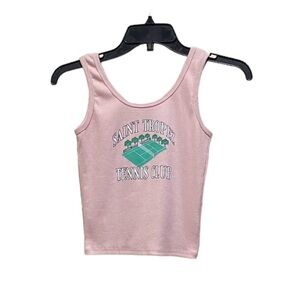 Obsessive Love Saint Tropez Tennis Club Pink Ribbed Crop Top Medium